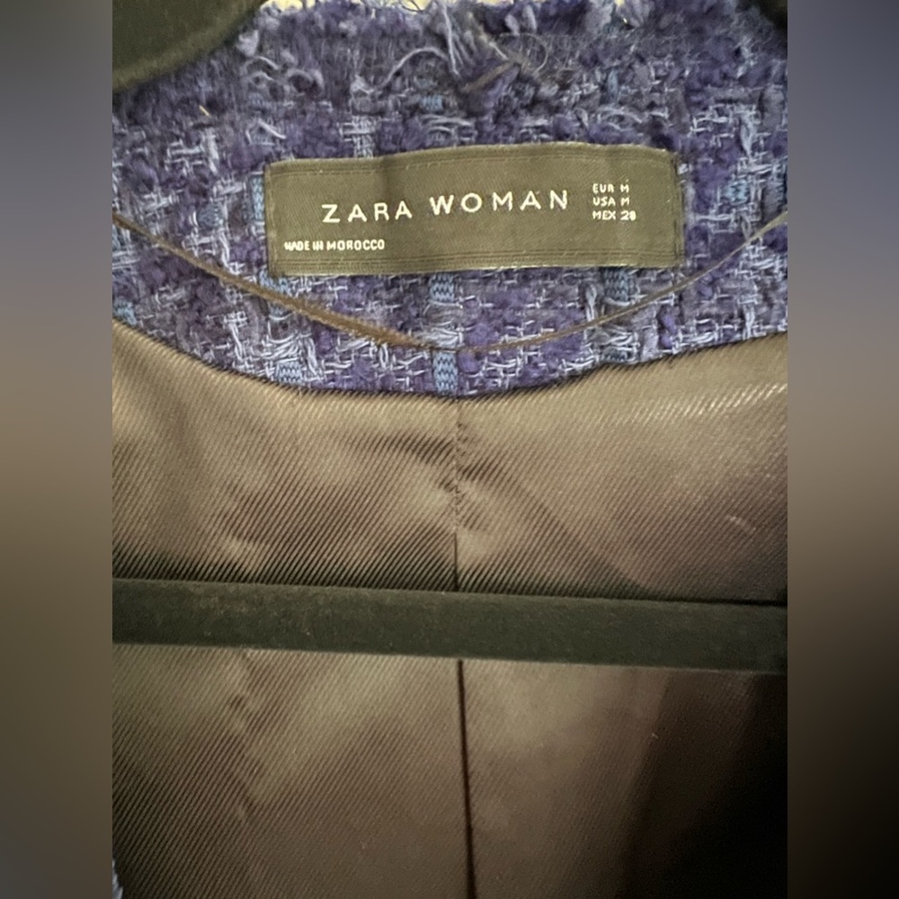 Zara Navy Tweed Blazer with Gold Buttons - Picture 10 of 10